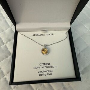 Brand new citrine sterling silver necklace on silver chain
